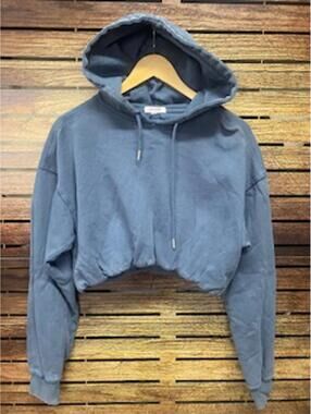 Garage Women's Cropped Hoodie Sweatshirt P/S Blue